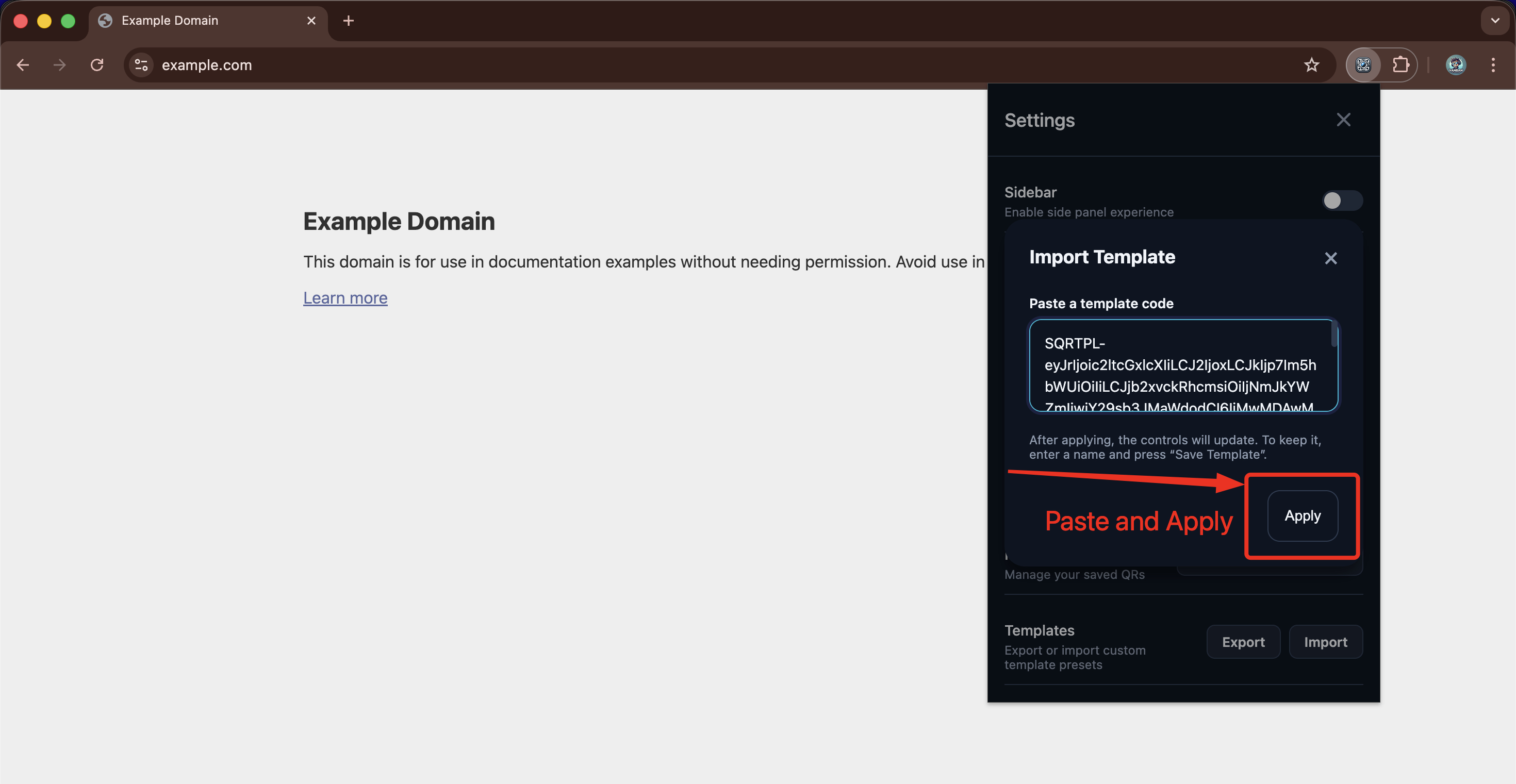 Paste Code and Apply